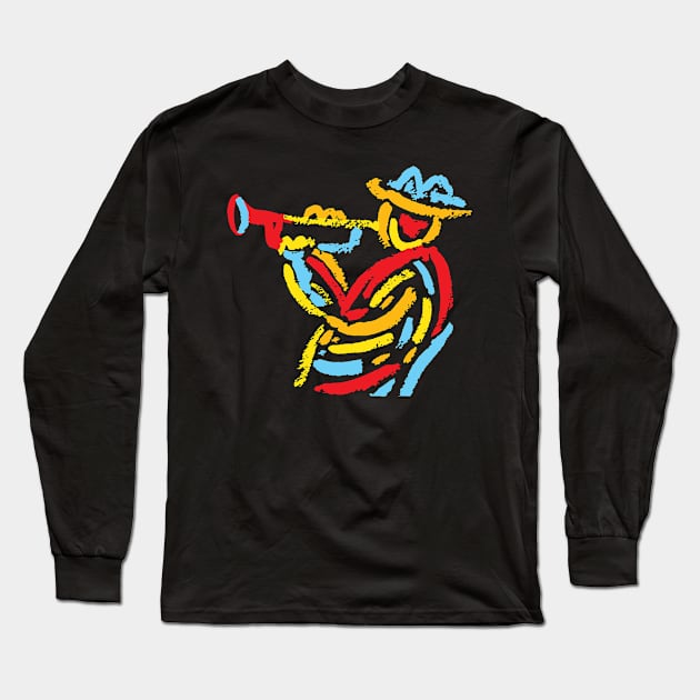 Colorful Modern Jazz  Trumpeter Long Sleeve T-Shirt by jazzworldquest